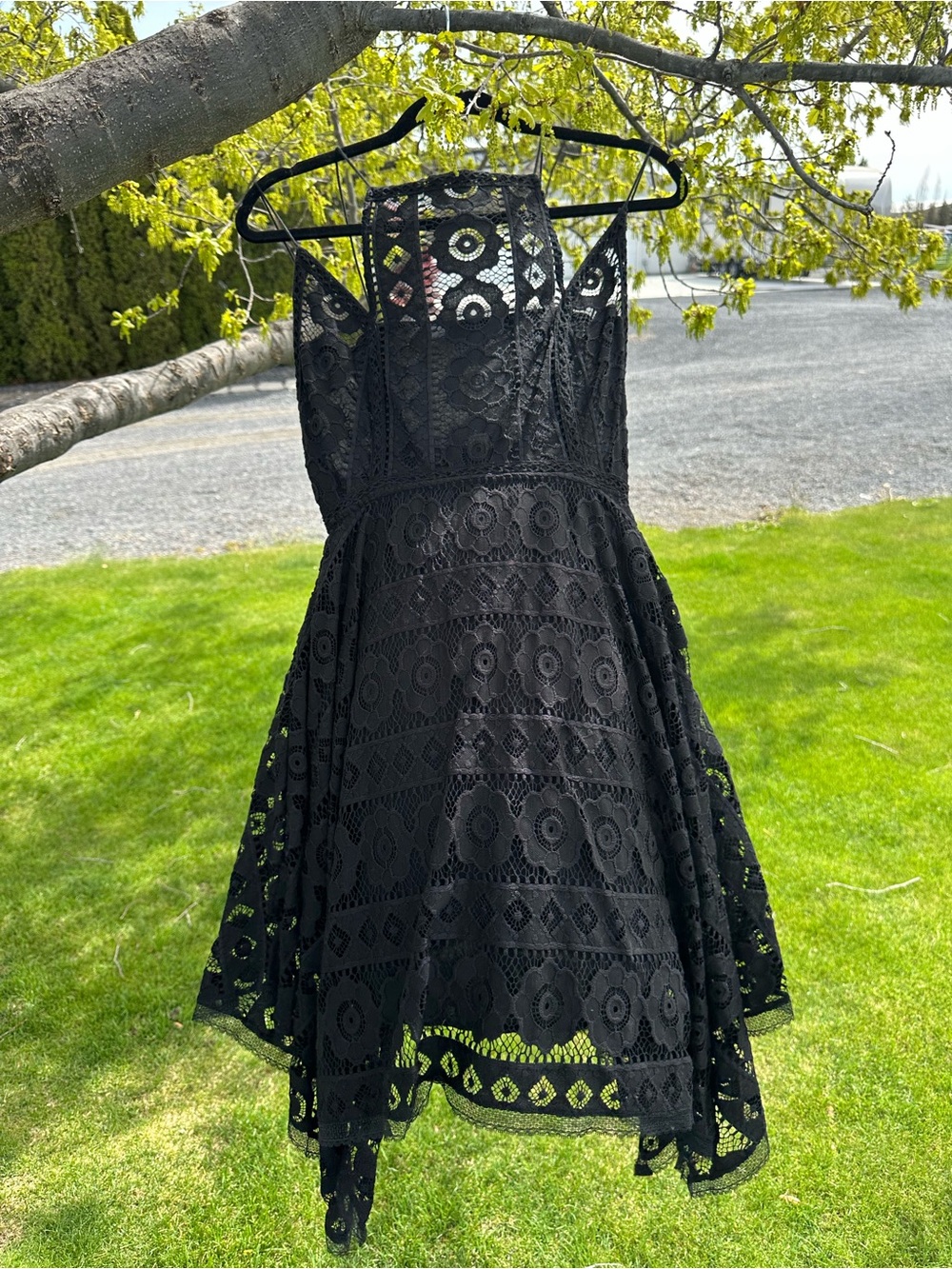 Free People Black Asymmetrical Lace Dress